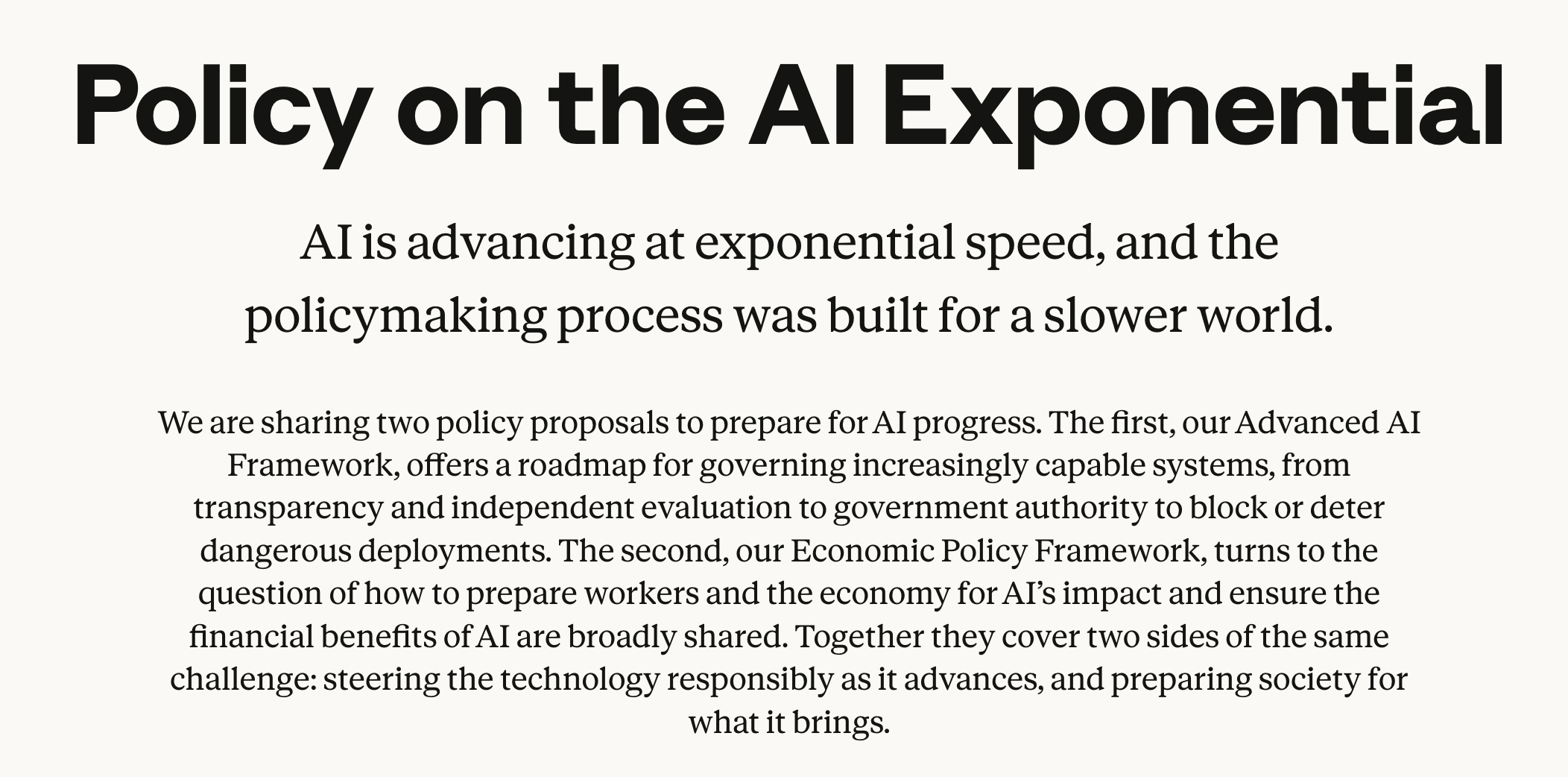 Policy on the AI Exponential Anthropic Policy on the AI Exponential image showing policy